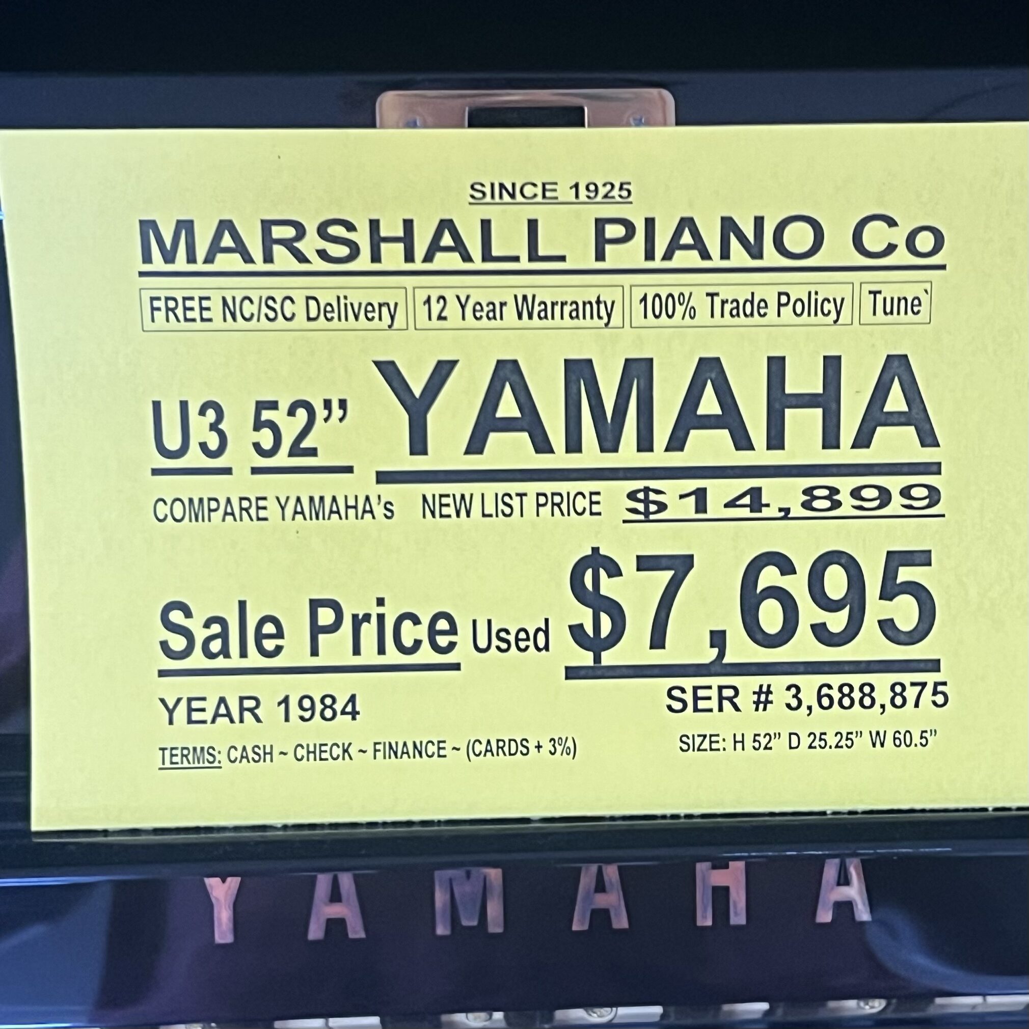 Yamaha "U3" Studio Piano