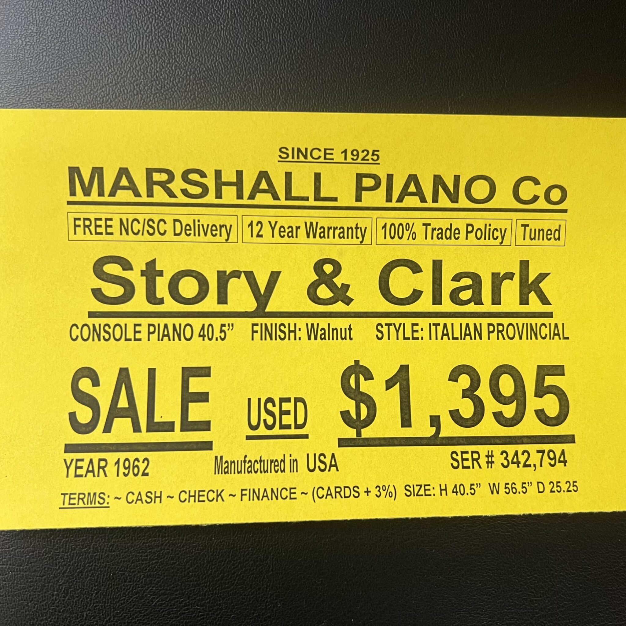 Story & Clark Console Piano – Marshall Piano Company